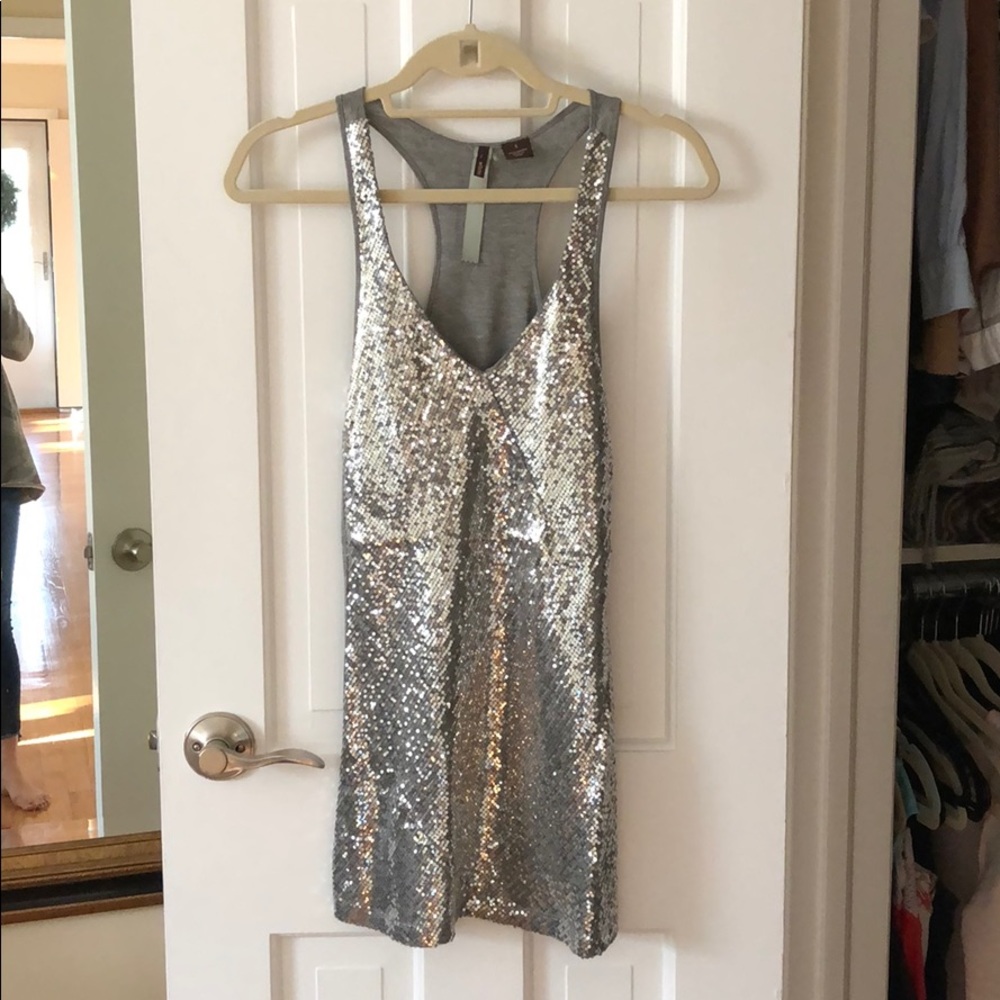 Silver sequin front tank top